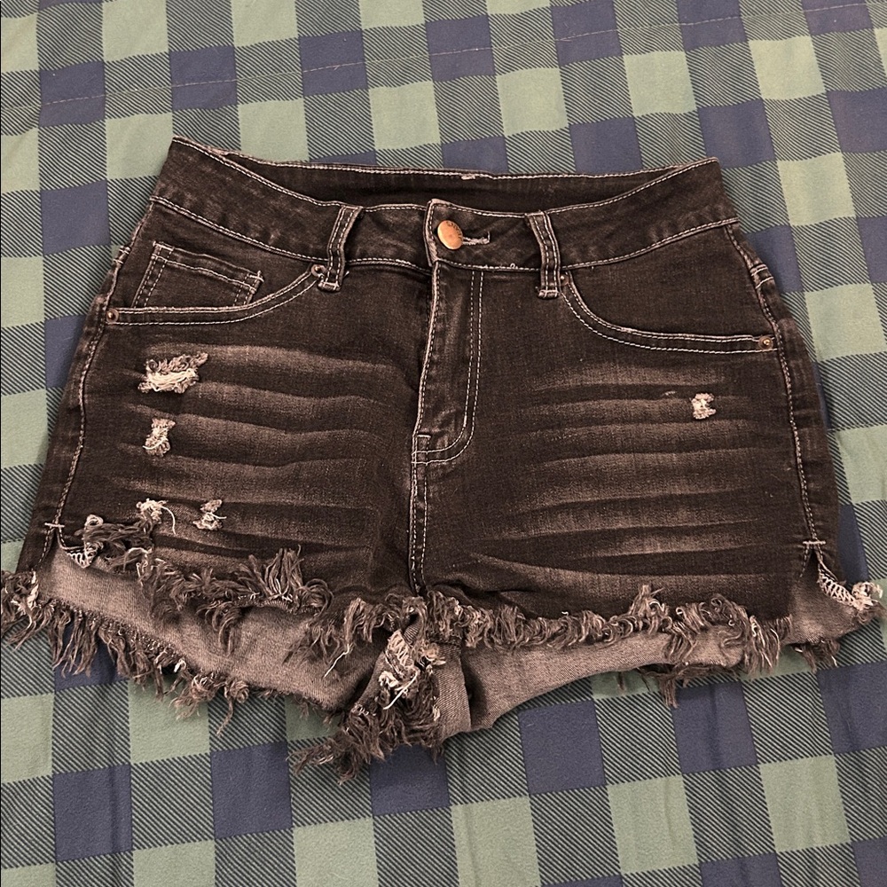 Girls size small Black Distressed Denim Shorts